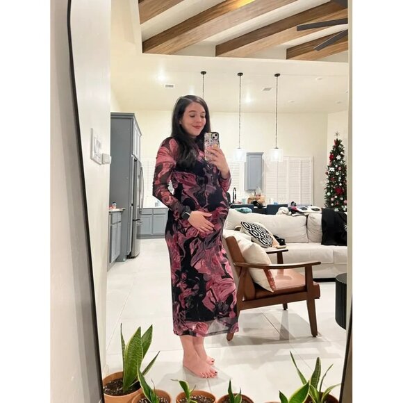 Prabal Gurung Abstract Floral Mesh Midi Dress Size M - Picture 9 of 16